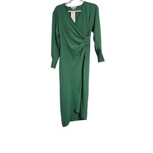Reserved XS Green Long-Sleeve Wrap Maxi Dress